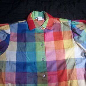 Vintage 70s Frenzy Rainbow Check Button Shirt